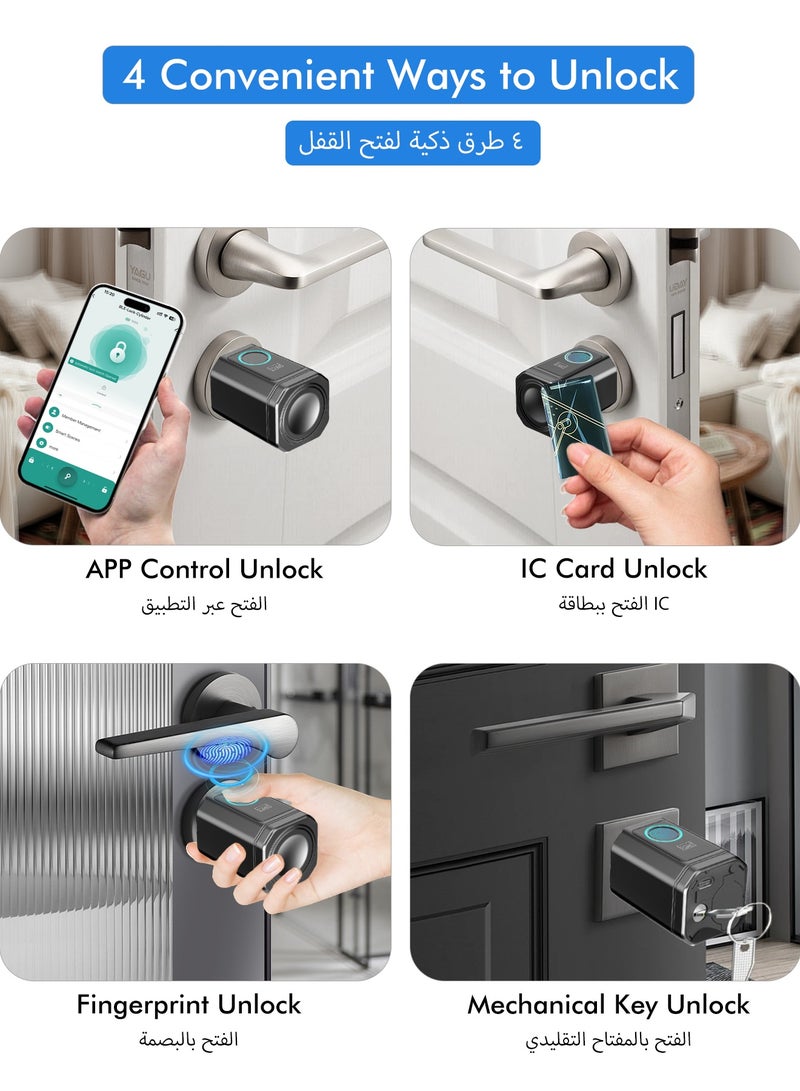 الينك أسطوانة القفل الذكي من A-Link - مع تقنية بلوتوث "Tuya" - تفتح عن طريق البصمة / البطاقة الذكية / التطبيق عن بُعد، مع قلب قفل قابل للإزالة مناسب للمستأجرين (بدون استبدال القفل بالكامل) للأبواب الأمنية / الخشبية (بسماكة 40-100 مم) - Image 2